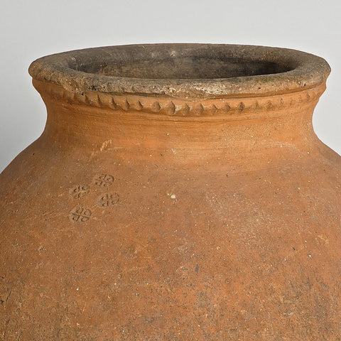 Antique Crimped neck bulbous olive oil jar