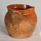 Antique two-handle semi-glazed red iron oxide milk pitcher
