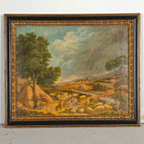 Antique oil on linen, “Shepherds with their flock”
