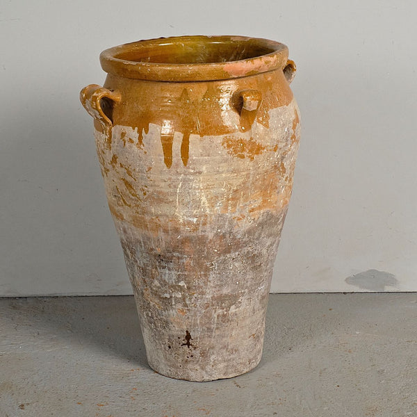 Antique four hand semi-glazed oil jar