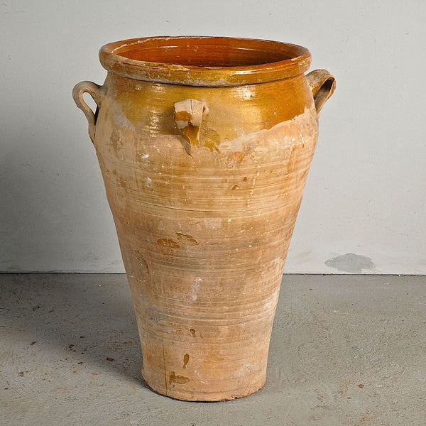 Antique four hand semi-glazed oil jar