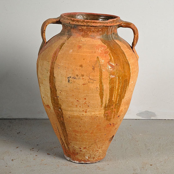 Antique two-handle semi-glazed oil jar