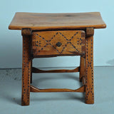 Small antique pine game dressing table with drawer