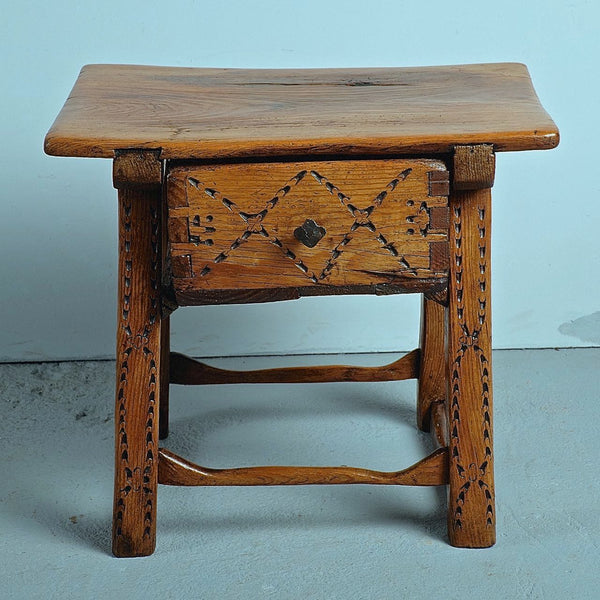 Small antique pine game dressing table with drawer