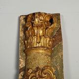 Antique carved, gilt and polychromed wooden column
