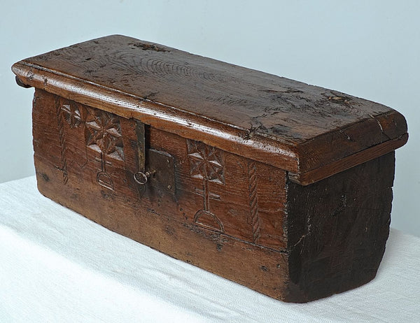 Antique tabletop document box, chestnut