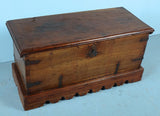 Antique scalloped skirt Palentine dowry chest, walnut