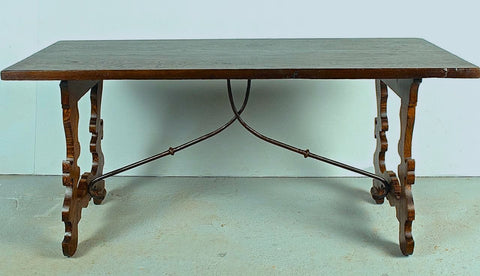 Antique scalloped lyre leg console table