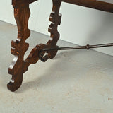 Antique scalloped lyre leg library table