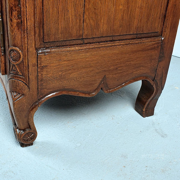 Antique carved two-door, single-drawer credenza, oak