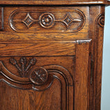 Antique carved two-door, single-drawer credenza, oak