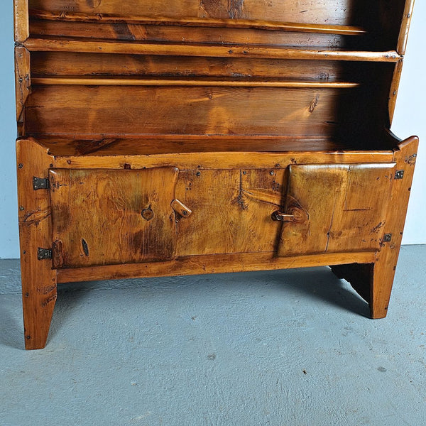 Antique rustic two-door Pyrenees pantry cabinet, pine