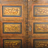 Antique painted four door Pyrenees credenza, pine