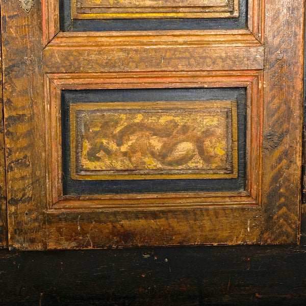 Antique painted four door Pyrenees credenza, pine