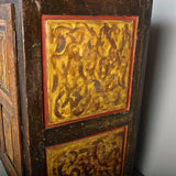 Antique painted four door Pyrenees credenza, pine