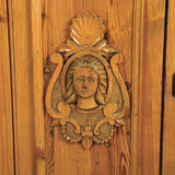 Antique Carved folk art pine vanity cabinet