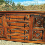 Antique four-door, four-drawer credenza