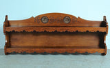 Antique hanging scalloped plate rack cabinet