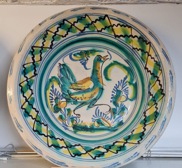 Antique painted and glazed Triana wash basin, “Songbird”