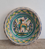 Antique painted and glazed Triana wash basin, “Mastiff”