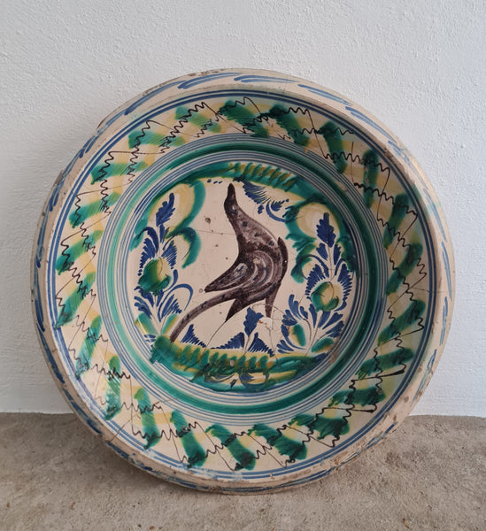 Antique painted and glazed Triana wash basin, “Meadowlark”