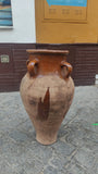 Antique semi-glazed four-handle olive oil jar