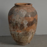 Antque large hand-streaked terracotta olive oil jar without handles