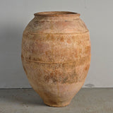 Antique large hand-streaked terracotta olive oil jar without handles