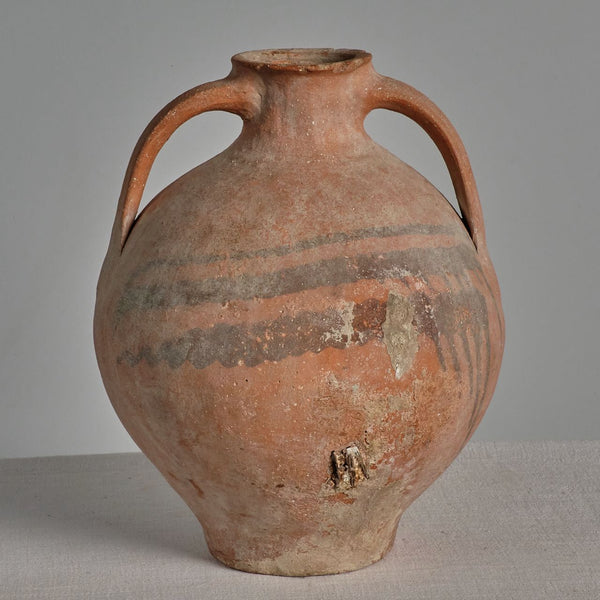 Antique hand-streaked two-handle water jug
