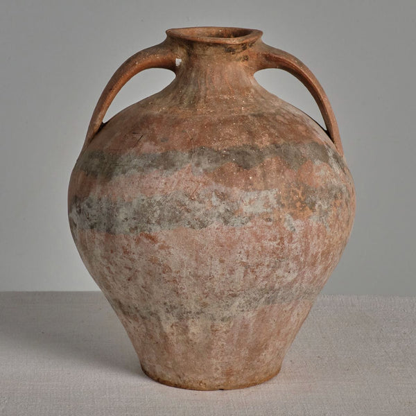 Antique hand-streaked two-handle water jug