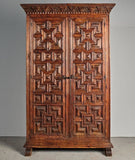 Antique two-door raised panel pantry cabinet, pine