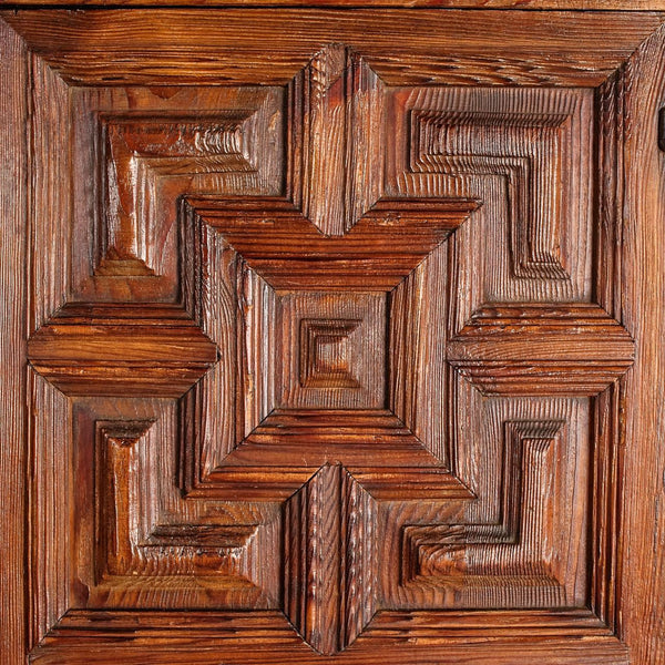 Antique two-door raised panel pantry cabinet, pine