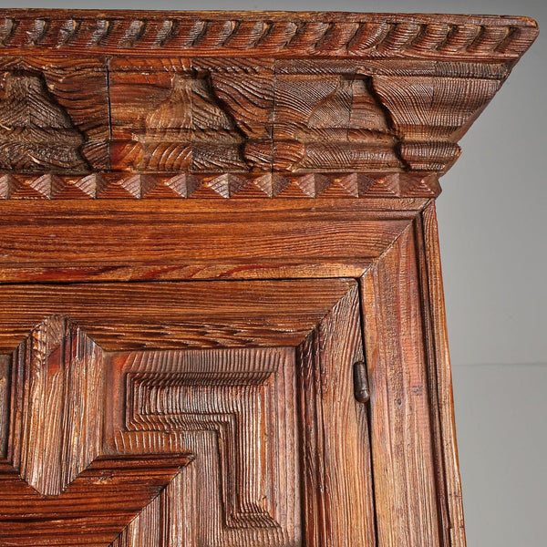 Antique two-door raised panel pantry cabinet, pine