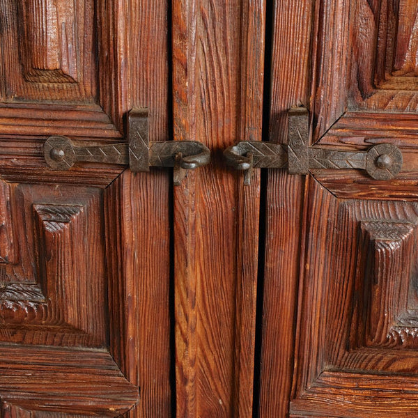 Antique two-door raised panel pantry cabinet, pine