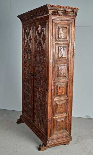 Antique two-door raised panel pantry cabinet, pine