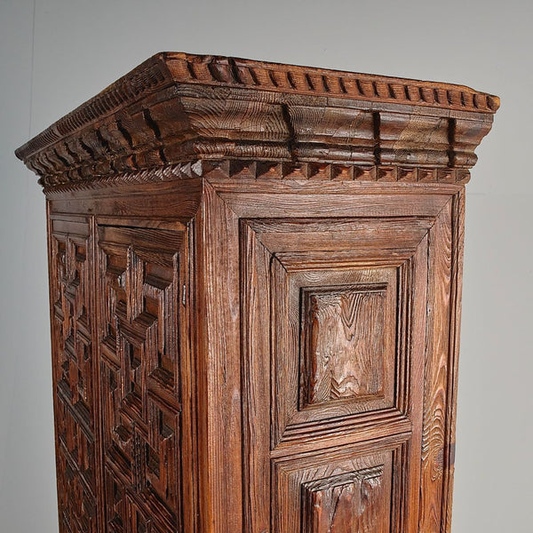 Antique two-door raised panel pantry cabinet, pine