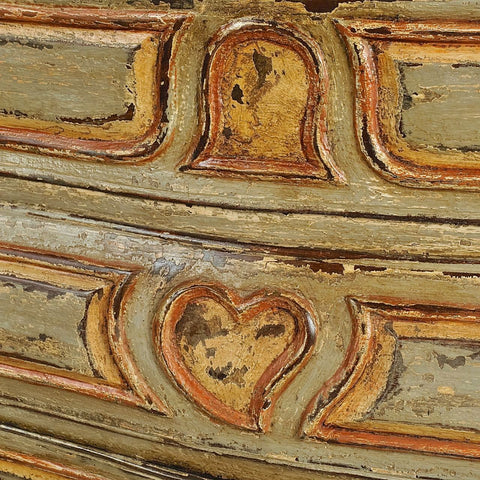 Antique painted four-drawer bombé chest