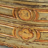 Antique painted four-drawer bombé chest