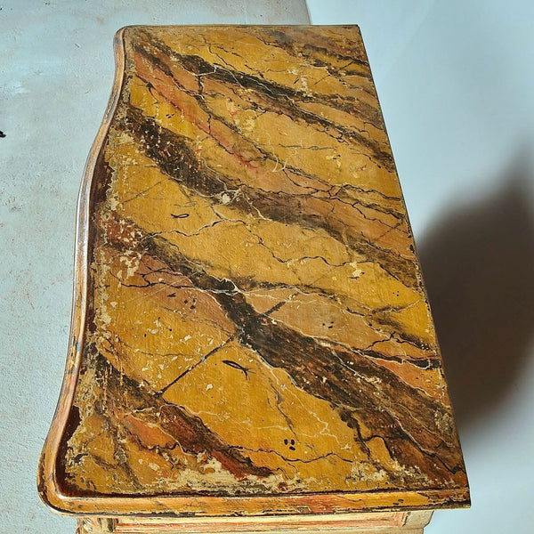 Antique painted four-drawer bombé chest
