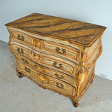 Antique painted four-drawer bombé chest