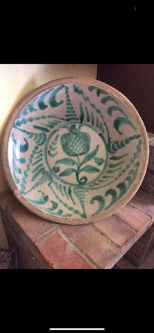 Antique painted and glazed Fajalauza wash basin (”lebrillo”)