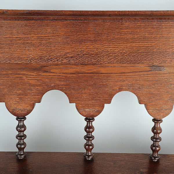 Antique scalloped back lyre leg village bench