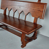 Antique scalloped back lyre leg village bench