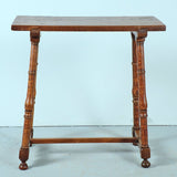 Antique small turned leg accent table, oak