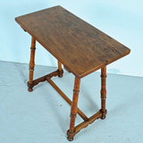 Antique small turned leg accent table, oak