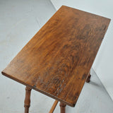 Antique small turned leg accent table, oak