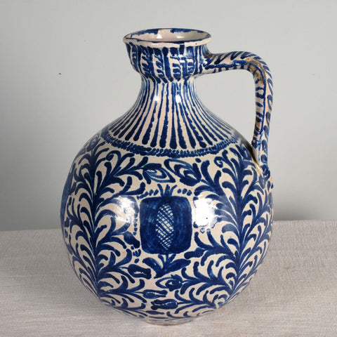 Antique glazed blue and white “Fajalauza” urn