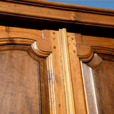 Antique framed two-panel library door, pine with walnut panels