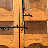 Antique framed two-panel library door, pine with walnut panels