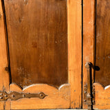 Antique framed two-panel library door, pine with walnut panels